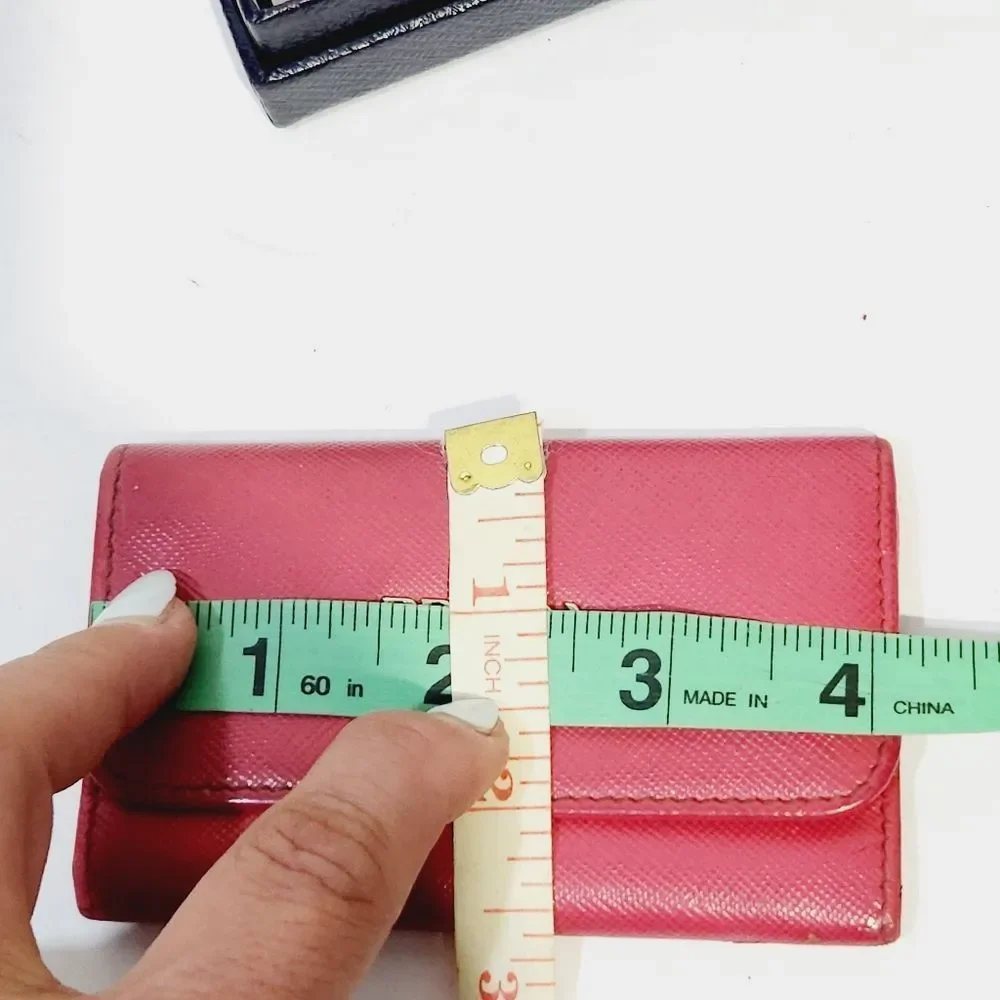 PRADA authentic Saffiano leather red / pink key  card case with box